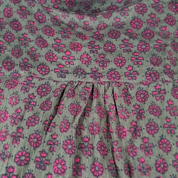 Carve Designs NWT Organic Cotton Tatum Guaze Top XL Batik  Floral Green Pink - Picture 6 of 6